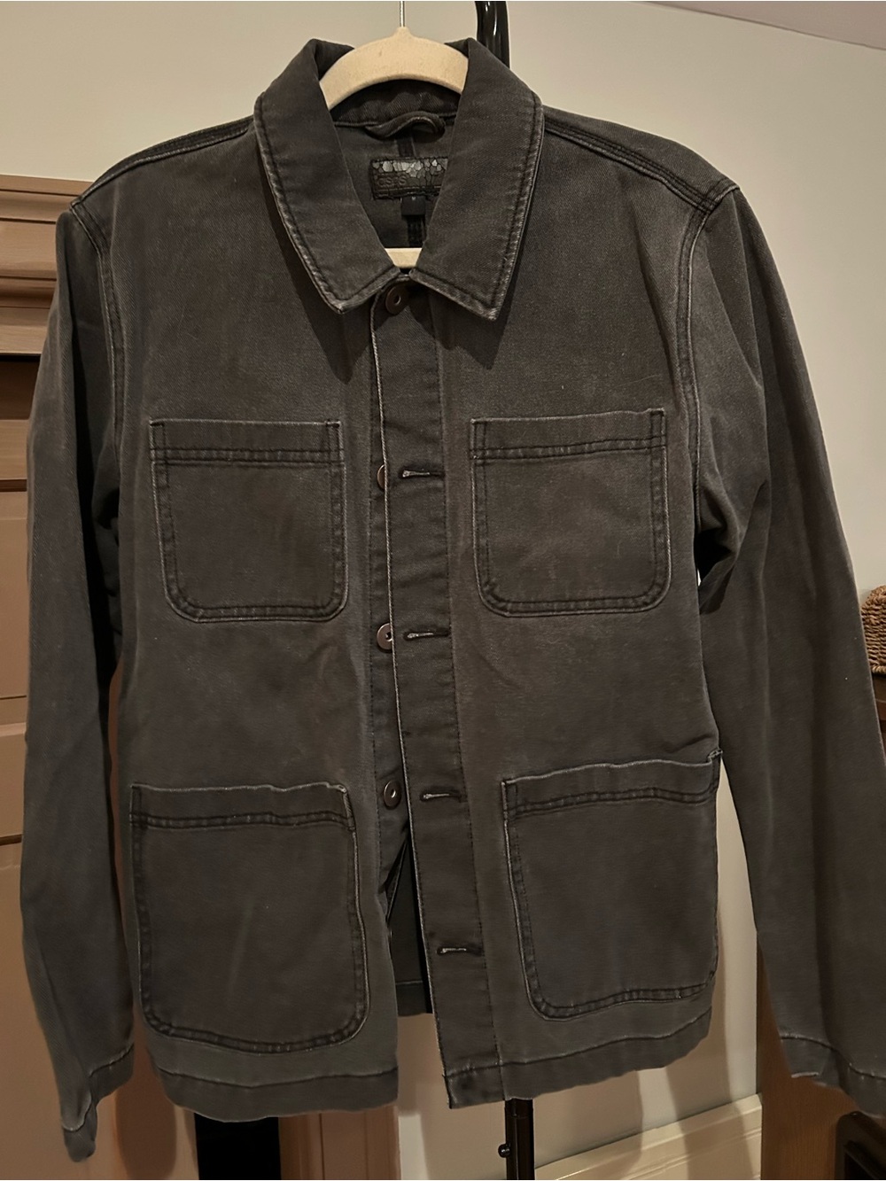 ASOS Washed Black Denim Worker Jacket Chore Coat Size M